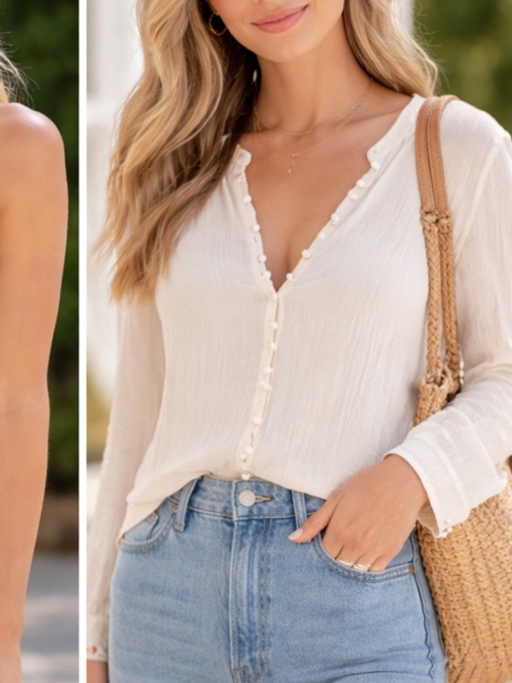 Zara Cream Button-Down Blouse